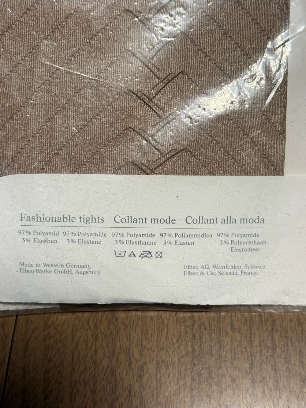 Vintage Elbeo Couture Textured Pantyhose Size S/M New